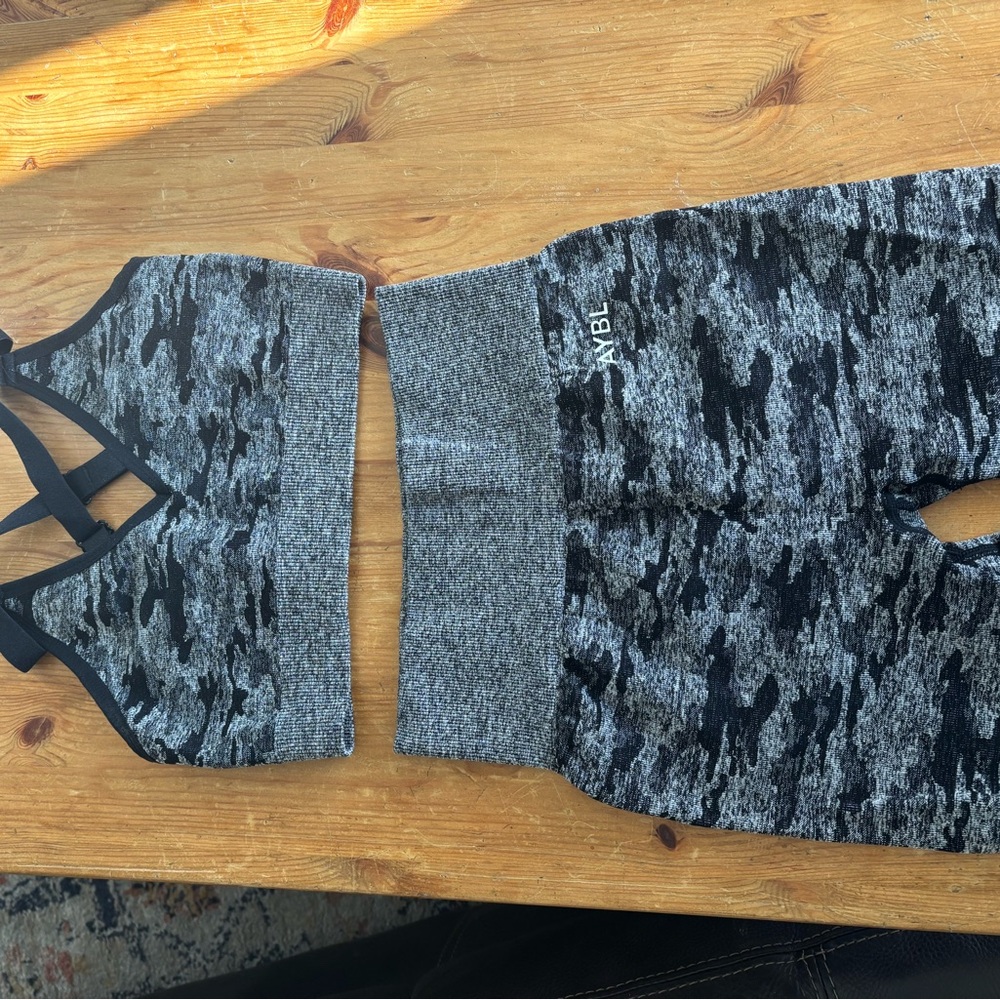Gray and Black Camouflage Sports Set